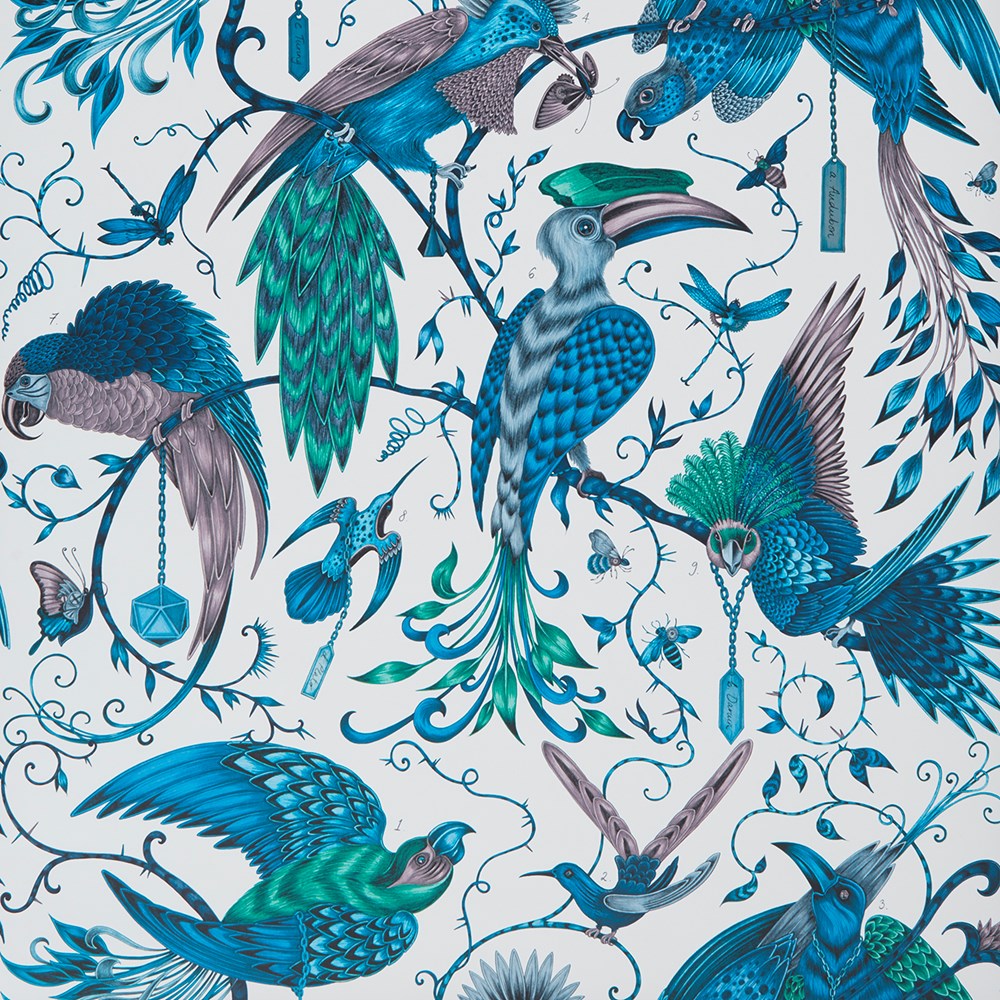 Audubon Wallpaper W0099 03 by Emma J Shipley in Jungle Blue